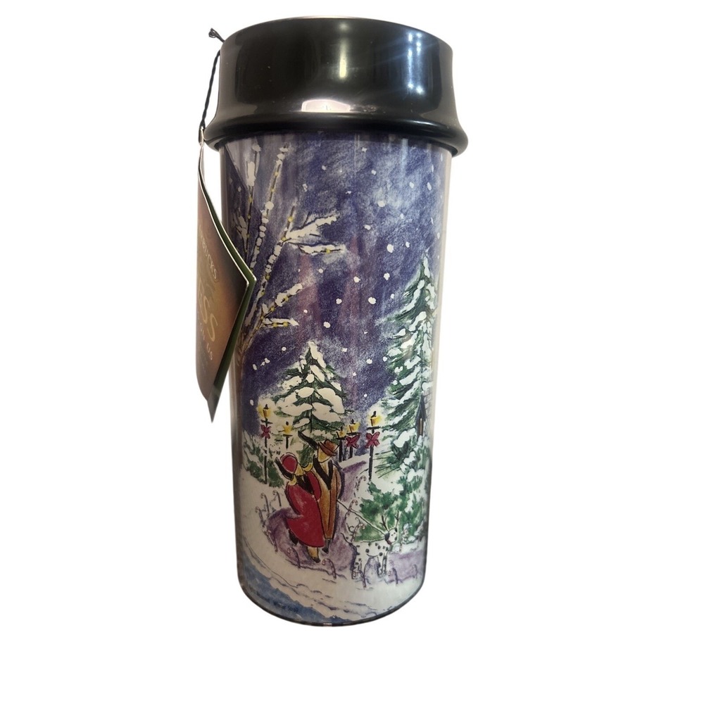 Starbucks Coffee Press OS Multicolor Winter Village Travel Tumbler Vintage